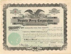 Virginia Ferry Corporation - Stock Certificate